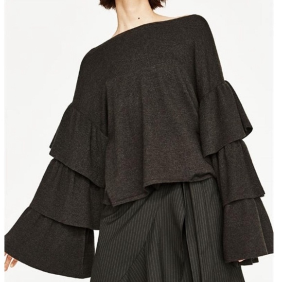 Zara Sweaters - Zara dark grey sweater with tiered sleeves